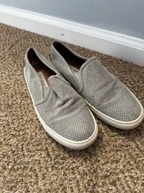 Steve Madden Perforated Slip-On Loafers in Light Gray